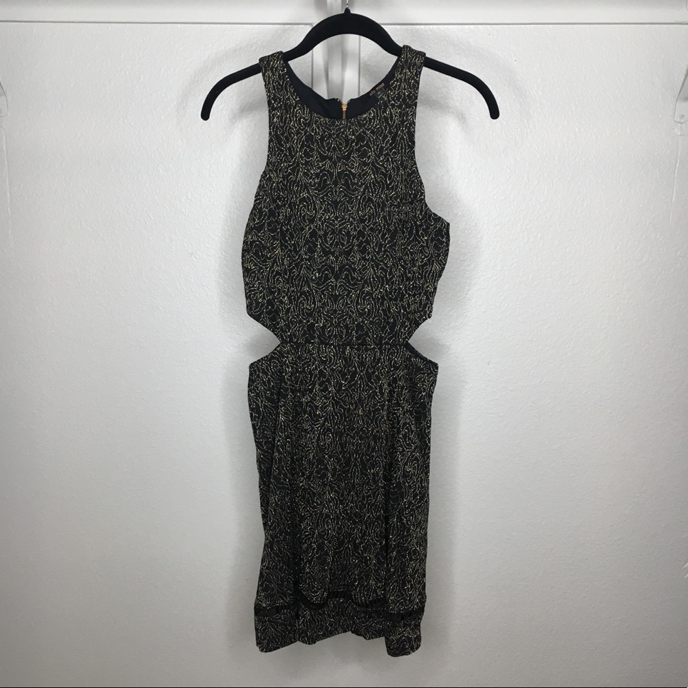 ELLA MOSS gorgeous gold brocade cutout dress